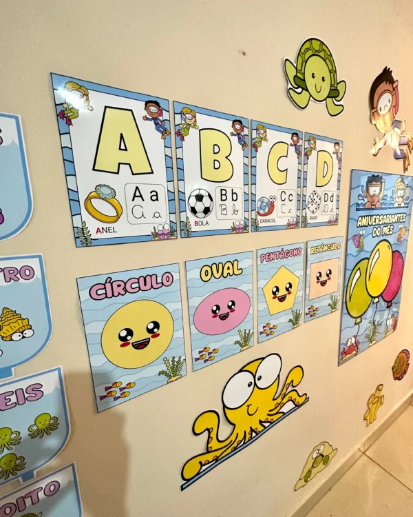 Kit Decoração e recurso sala de aula tema Fundo do Mar - Image 5