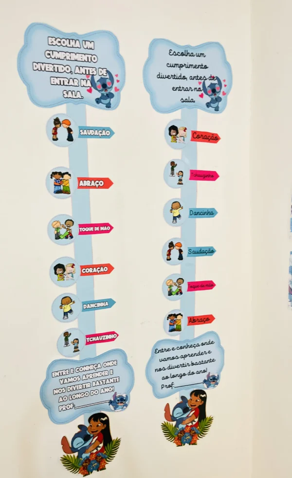 Cumprimentos Divertidos de Ação – Volta às  Aulas com o Tema Stitch